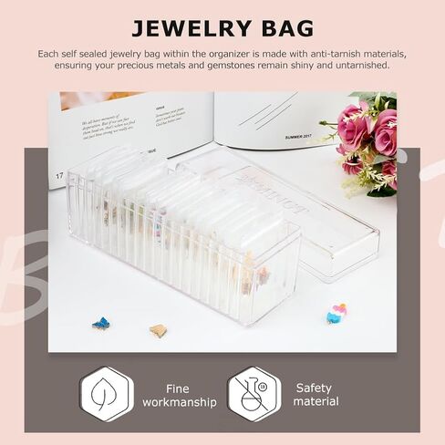 Acrylic Jewelry Organizers and Storage,Clear Jewelry Organizer and Storage with 20 Portable Anti Tarnish Jewelry Bags,Earring Holder Organizer for Earrings/Rings/Necklaces Gift for Women Girls,Clear in Saudi Arabia