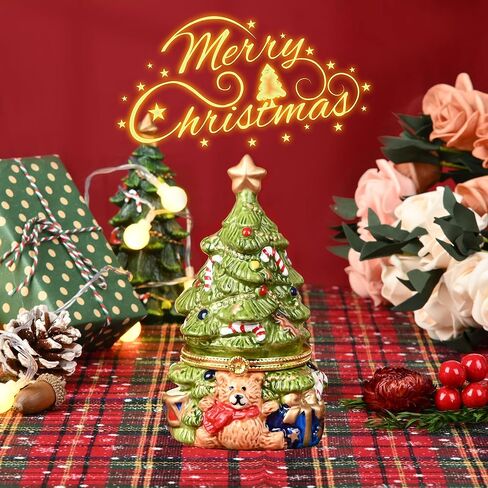 صندوق حلية عيد الميلاد، صندوق مجوهرات شجرة عيد الميلاد من السيراميك للخواتم، تزيين حلي عيد الميلاد، منظم صندوق الحلوى لديكور غرفة المنزل، حامل الشموع، حقيبة الكنز على الطاولة، هدية مفاجأة in Saudi Arabia