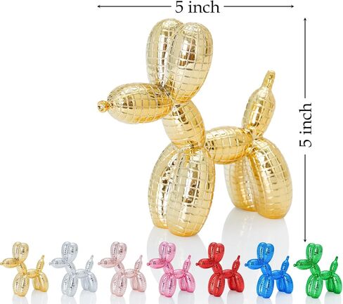 Disco Pink Dog Statue Decor 5 inch Cool Stuff to Put on Shelves, Disc Jockey Gifts, Pink Balloon Dog Statue Decoration Fun Paperweight, Electroplate Disco Dog for Party Table Decoration in Saudi Arabia