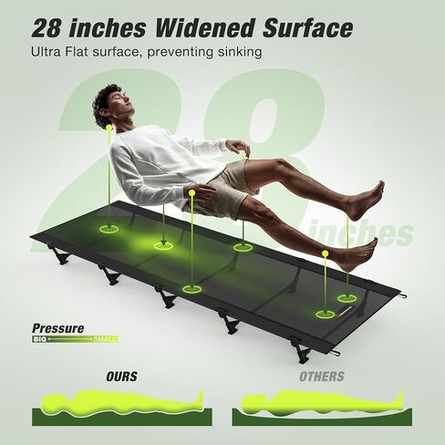 سرير تخييم صغير الحجم وخفيف الوزن، هيكل قفل FullGuard من الجيل الثالث لإعداد 30 ثانية، سطح عريض 30 بوصة، دعم 350 رطل، سرير ظهر قابل للطي مع حقيبة تخزين للأماكن الخارجية، شبكة سوداء in Kuwait