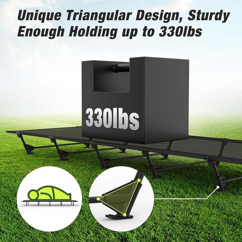 سرير تخييم صغير الحجم وخفيف الوزن، هيكل قفل FullGuard من الجيل الثالث لإعداد 30 ثانية، سطح عريض 30 بوصة، دعم 350 رطل، سرير ظهر قابل للطي مع حقيبة تخزين للأماكن الخارجية، شبكة سوداء in Kuwait