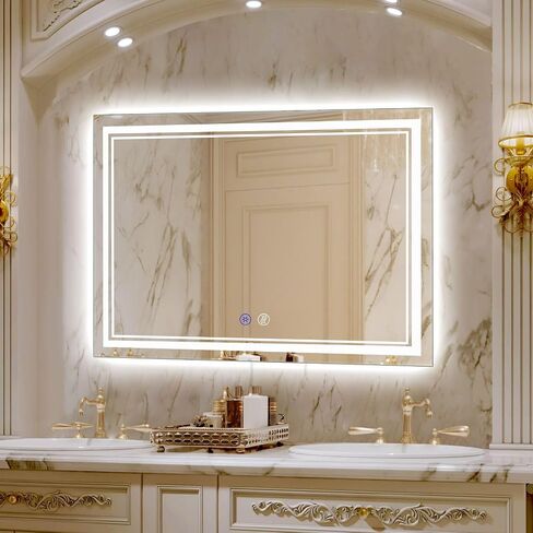 SaniteModar LED Bathroom Mirror, 60 x 28 inch Led Mirror, Dimmable 3 Color, Anti Fog Bathroom Lights Vanity Mirror with High Lumen, Anti Fog Wall Mounted Makeup with Touch Horizontal/Vertical in Saudi Arabia