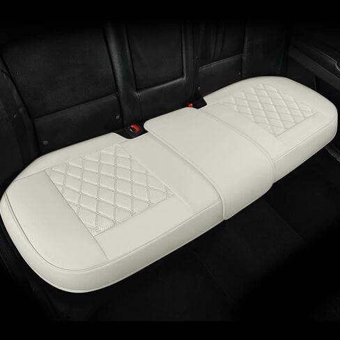 2 Pack Luxury Leather Front Car Seat Covers, Bottom Seat Covers for Cars, Anti-Slip and Wrap Around The Bottom, for Most Vehicles, Sedan, Truck, SUV, Milk White in Kuwait