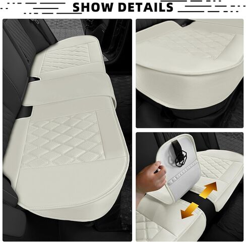 2 Pack Luxury Leather Front Car Seat Covers, Bottom Seat Covers for Cars, Anti-Slip and Wrap Around The Bottom, for Most Vehicles, Sedan, Truck, SUV, Milk White in Kuwait