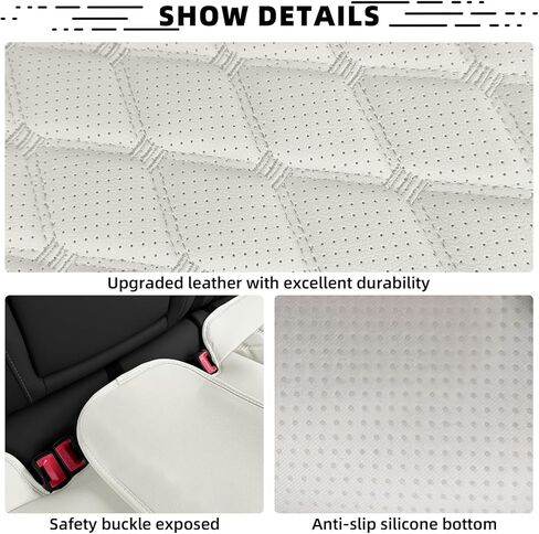 2 Pack Luxury Leather Front Car Seat Covers, Bottom Seat Covers for Cars, Anti-Slip and Wrap Around The Bottom, for Most Vehicles, Sedan, Truck, SUV, Milk White in Kuwait