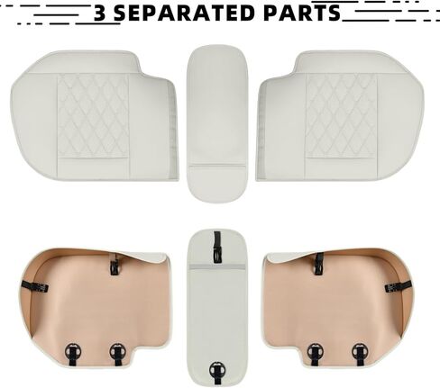 2 Pack Luxury Leather Front Car Seat Covers, Bottom Seat Covers for Cars, Anti-Slip and Wrap Around The Bottom, for Most Vehicles, Sedan, Truck, SUV, Milk White in Kuwait