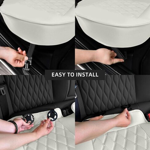 2 Pack Luxury Leather Front Car Seat Covers, Bottom Seat Covers for Cars, Anti-Slip and Wrap Around The Bottom, for Most Vehicles, Sedan, Truck, SUV, Milk White in Kuwait