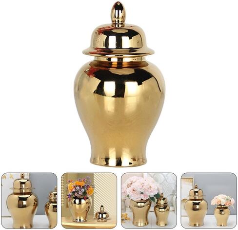 ABOOFAN Ceramic Ginger Jar,Handicraft Flower Vase with Lid Ginger Jar with Lid Home Decor Jar Loose Tea Storage Pot Tea Sugar Jar Container Storage White XS in Saudi Arabia