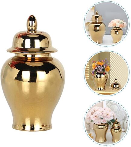 ABOOFAN Ceramic Ginger Jar,Handicraft Flower Vase with Lid Ginger Jar with Lid Home Decor Jar Loose Tea Storage Pot Tea Sugar Jar Container Storage White XS in Saudi Arabia