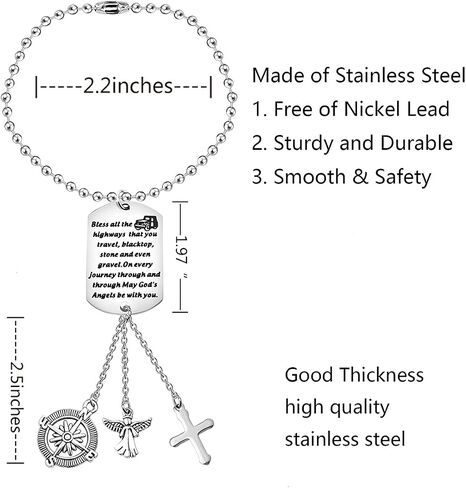 FUSTMW Guardian Angel Rearview Mirror Charm Drive Safe Gifts Car Ornament Hanging New Drivers Gifts May Your Guardian Angel Ride with You (silver) in Saudi Arabia