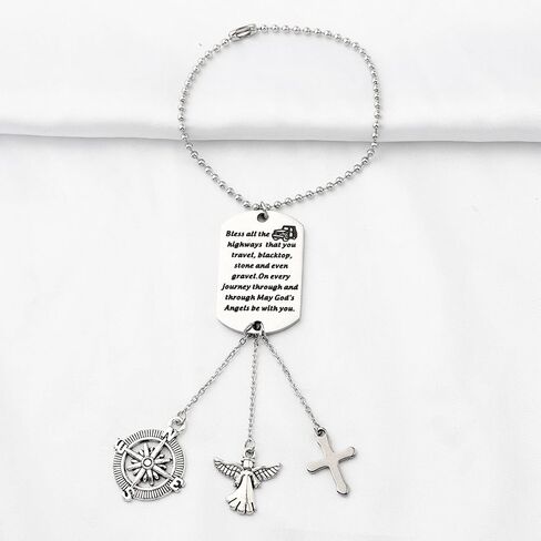 FUSTMW Guardian Angel Rearview Mirror Charm Drive Safe Gifts Car Ornament Hanging New Drivers Gifts May Your Guardian Angel Ride with You (silver) in Saudi Arabia