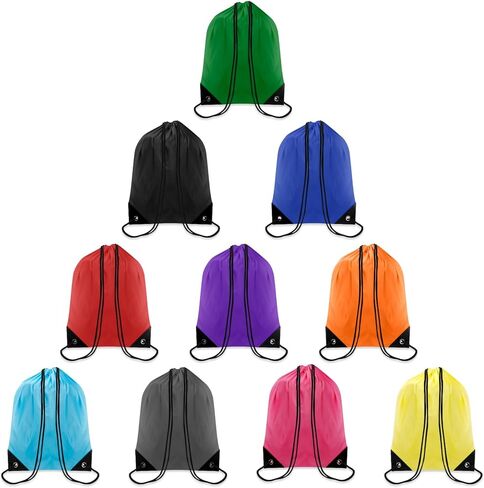 10 PCS Drawstring Backpack Bulk Drawstring Bags Nylon Cinch Bag DIY Drawstring Bag Waterproof Draw String Back Bag Cinch Sack String Backpack for Men and Women Sports Gym Travel Swimming, 10 Colors in Saudi Arabia