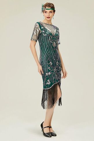 BABEYOND Flapper Dresses 1920s Gatsby - Roaring 20s Sequin Beaded Dress Fringe Dress in Saudi Arabia