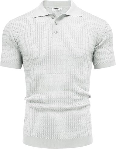 COOFANDY Mens Knit Polo Shirt Short Sleeve Vintage Textured Casual Golf Shirts Summer Beach Top in Saudi Arabia