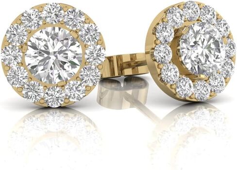 Women's Natural Halo Diamond Stud Earrings Available in 14K White and Yellow Gold (1/2 Carat TW - 1 Carat TW) - Jewelry For Her in Saudi Arabia