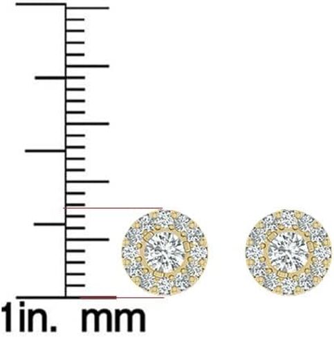 Women's Natural Halo Diamond Stud Earrings Available in 14K White and Yellow Gold (1/2 Carat TW - 1 Carat TW) - Jewelry For Her in Saudi Arabia