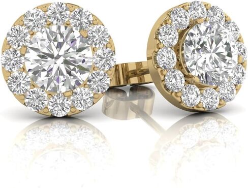 Women's Natural Halo Diamond Stud Earrings Available in 14K White and Yellow Gold (1/2 Carat TW - 1 Carat TW) - Jewelry For Her in Saudi Arabia