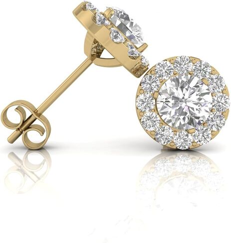 Women's Natural Halo Diamond Stud Earrings Available in 14K White and Yellow Gold (1/2 Carat TW - 1 Carat TW) - Jewelry For Her in Saudi Arabia
