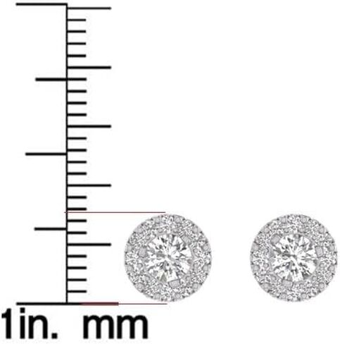 Women's Natural Halo Diamond Stud Earrings Available in 14K White and Yellow Gold (1/2 Carat TW - 1 Carat TW) - Jewelry For Her in Saudi Arabia