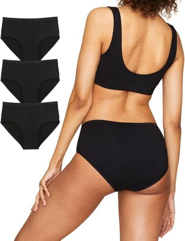 Subset Women's Organic Cotton Mid-Rise Brief 3-Pack, Extended Sizes; 2XS-4XL, Natural Knickey Undies, Breathable Underwear in Kuwait
