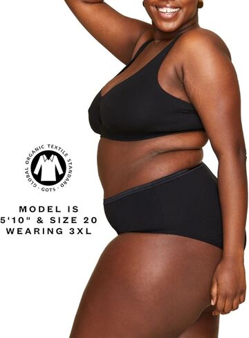 Subset Women's Organic Cotton Mid-Rise Brief 3-Pack, Extended Sizes; 2XS-4XL, Natural Knickey Undies, Breathable Underwear in Kuwait