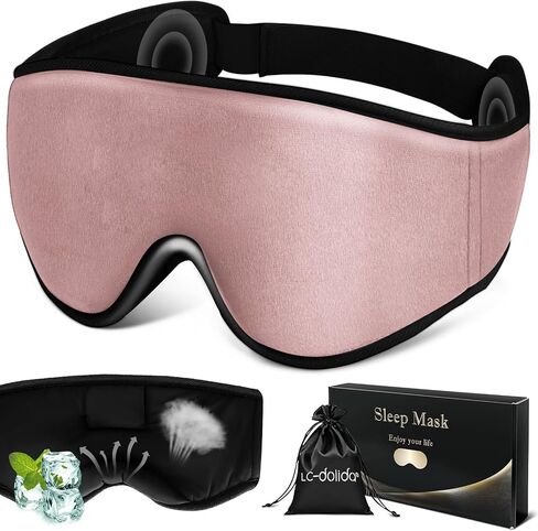 LC-dolida Sleep Headphones, Sleep Mask Bluetooth Wireless Music Eye Mask, Sleeping Headphones for Side Sleepers Sleep Mask with Bluetooth Headphones Ultra-Thin Stereo Speakers Perfect for Sleeping in Kuwait