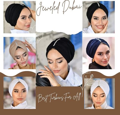 Jeweled Dubai-عمائم للنساء-حجاب للنساء|أغطية للشعر-أغطية رأس لعلاج السرطان-غطاء سفلي للحجاب-حجاب فوري-غطاء حجاب- in Saudi Arabia