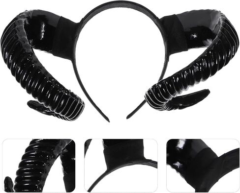 FOMIYES Sheep Horn Headband, Gothic Cosplay Hair Accessories, Ram Horns Hair Band for Adults Halloween Performance Party in Saudi Arabia