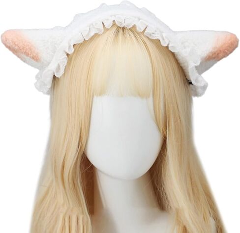 Cosplay Plush Lamb Ear Hair Hoop Woman Lamb Ear Shape Makeup Headband For Taking Photo Hair Accessories White Color in Saudi Arabia