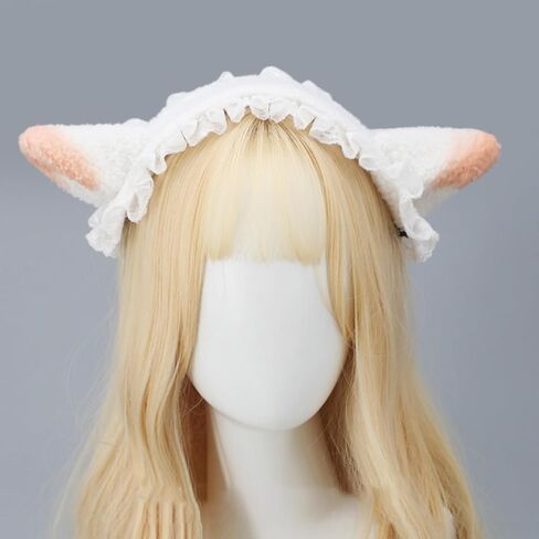 Cosplay Plush Lamb Ear Hair Hoop Woman Lamb Ear Shape Makeup Headband For Taking Photo Hair Accessories White Color in Saudi Arabia