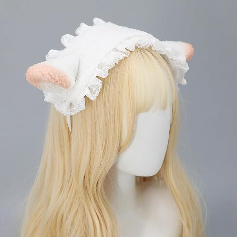Cosplay Plush Lamb Ear Hair Hoop Woman Lamb Ear Shape Makeup Headband For Taking Photo Hair Accessories White Color in Saudi Arabia