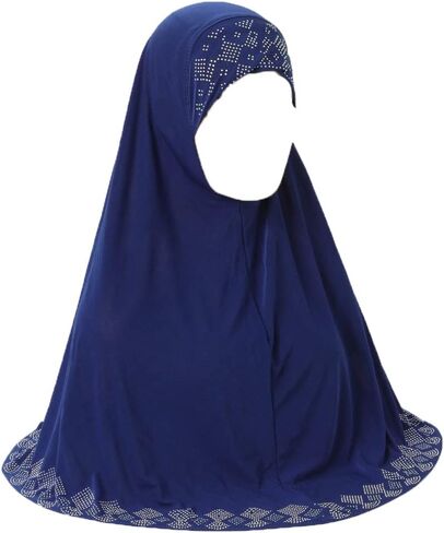 Women Shiny Rhinestones Muslim Hijab Islamic Long Turban Head Wrap Scarf Shawl in Kuwait