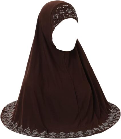 Women Shiny Rhinestones Muslim Hijab Islamic Long Turban Head Wrap Scarf Shawl in Kuwait