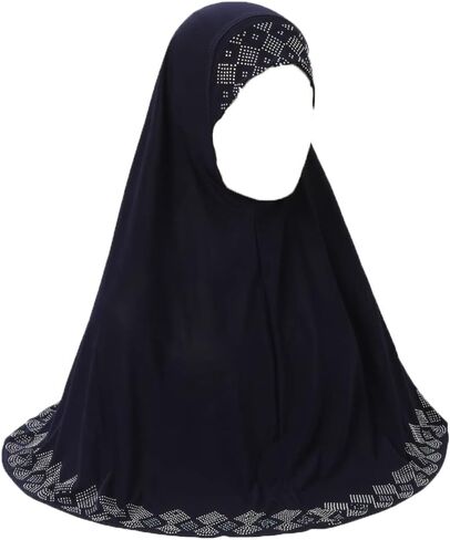 Women Shiny Rhinestones Muslim Hijab Islamic Long Turban Head Wrap Scarf Shawl in Kuwait
