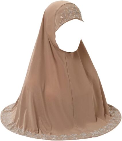 Women Shiny Rhinestones Muslim Hijab Islamic Long Turban Head Wrap Scarf Shawl in Kuwait