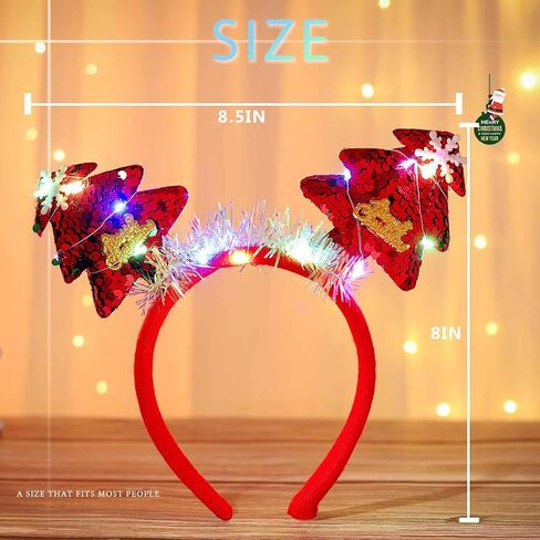 Christmas Headband Xmas Tree Headband Sequins Hairbands Light Up Hairband LED Headpiece Party Headband for Women in Saudi Arabia
