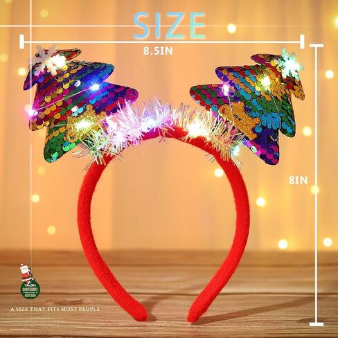 Christmas Headband Xmas Tree Headband Sequins Hairbands Light Up Hairband LED Headpiece Party Headband for Women in Saudi Arabia