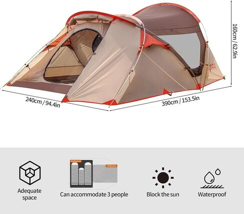 Family Tent for Camping, 3-4 Person Tent Camping Tent Portable for Outdoor Excursion Camping Beach in Saudi Arabia