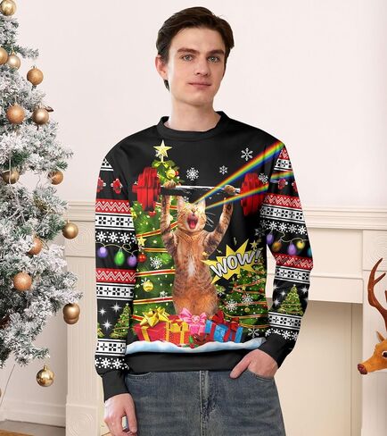 RAISEVERN Ugly Christmas Sweatshirt for Women Men Funny Novelty Xmas Tops in Kuwait