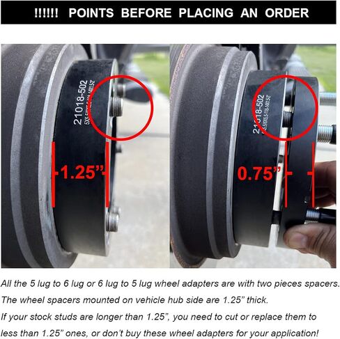 VLAOSCHI Black Forged 5x135 to 6x135 Wheel Adapters 2 Inch with 14x2 Studs Compatible with Ford - 5 Lug to 6 Adapter for 1997-2003 F150 | 1997-2002 Expedition (6x135 Rim on 5x135 Vehicle) - Pack of 4 in Kuwait
