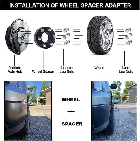 VLAOSCHI Black Forged 5x135 to 6x135 Wheel Adapters 2 Inch with 14x2 Studs Compatible with Ford - 5 Lug to 6 Adapter for 1997-2003 F150 | 1997-2002 Expedition (6x135 Rim on 5x135 Vehicle) - Pack of 4 in Kuwait