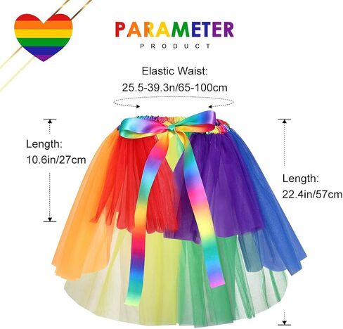 تنورة كاكاكو للسيدات بألوان قوس قزح تنورات قصيرة من التول للبالغين بطبقات رقص الباليه زي توتو (قوس قزح) in Kuwait
