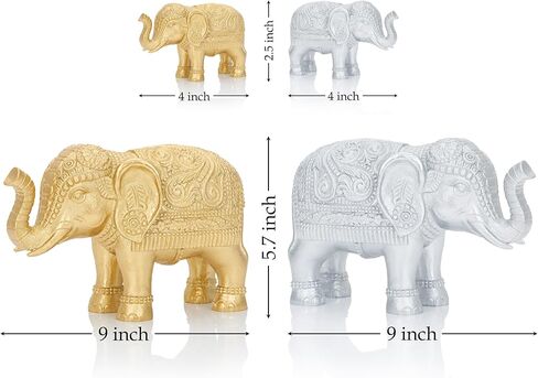 تمثال الفيل ديكور المنزل، رمز الحظ والازدهار، 9 بوصة الراتنج الذهب لهجة جيدة محظوظ الفيل هدايا هووسورمينغ للنساء الرجال مكتب مكتب الديكور in Kuwait