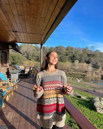 Aelfric Eden Women's Aztec Pattern Knit Sweater Oversized Vintage Long Sleeve Crewneck Pullover Sweater in Saudi Arabia
