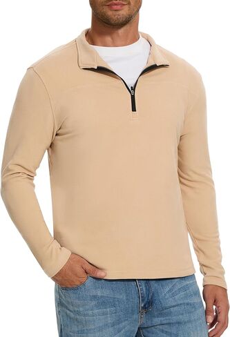 M MOTEEPI Mens Fleece Quarter Zip Up Pullover Sweater Slim Fit Lightweight Mock Neck Long Sleeve Sweaters For Men in Kuwait