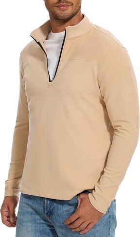 M MOTEEPI Mens Fleece Quarter Zip Up Pullover Sweater Slim Fit Lightweight Mock Neck Long Sleeve Sweaters For Men in Kuwait