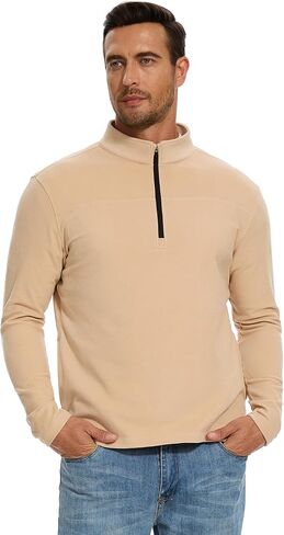 M MOTEEPI Mens Fleece Quarter Zip Up Pullover Sweater Slim Fit Lightweight Mock Neck Long Sleeve Sweaters For Men in Kuwait