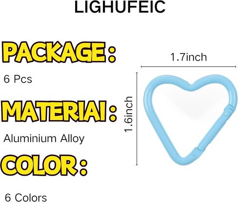 6Pack Multicolor Cat Shape Carabiners Hook Clips Camping Accessories,Versatile Aluminum Key Holder for Outdoor Travel and Daily Use in Kuwait