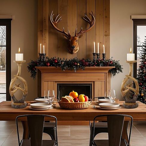 Rutic Farmhouse Antlers Candle Holder Set of 2 Decor for Living Room Bedroom House Dinner Wedding Party Valentine's Day Cottage christmas in Saudi Arabia
