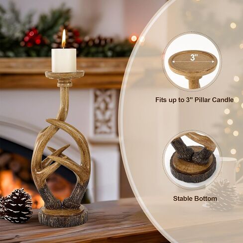 Rutic Farmhouse Antlers Candle Holder Set of 2 Decor for Living Room Bedroom House Dinner Wedding Party Valentine's Day Cottage christmas in Saudi Arabia